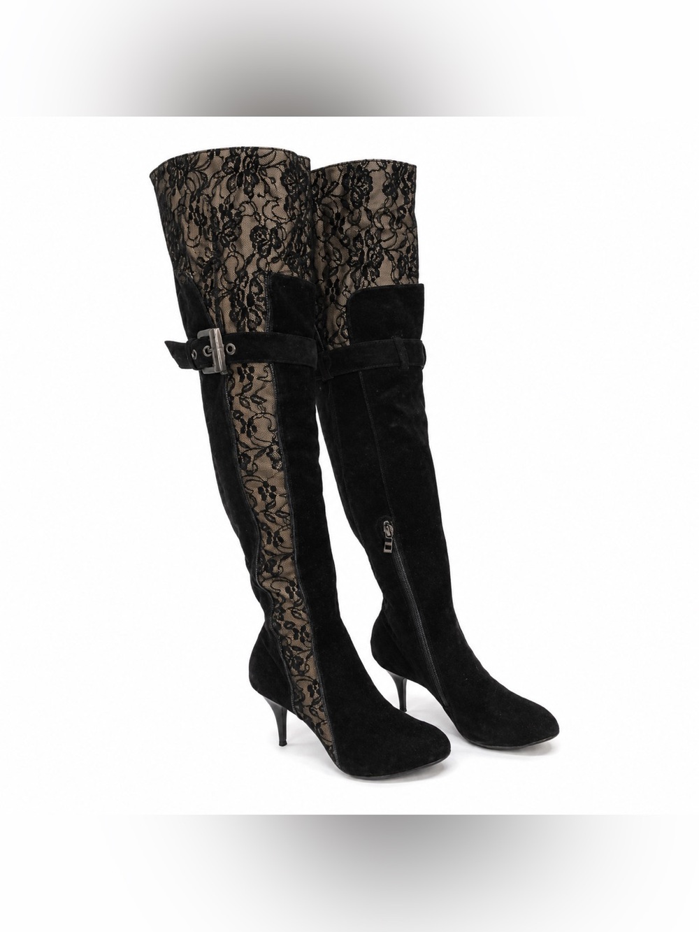 Sexy Lace & Velvet Thigh High Boots